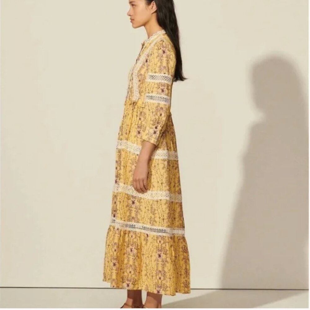 Sandro floral maxi dress with lace trim - Picture 4 of 9